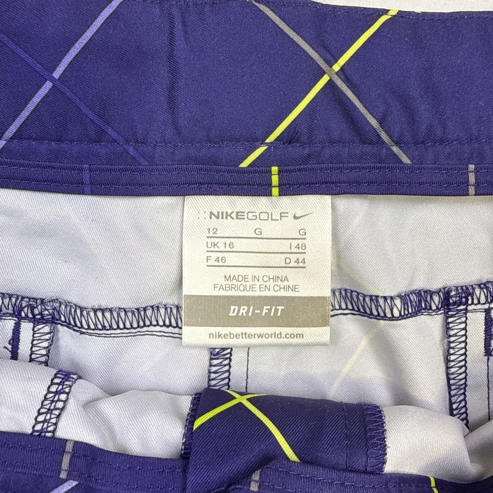 Nike Golf SHORTS WOMENS 12 Dri-FIT Purple  ARGYLE Checkered Athletic Golfcore - Picture 2 of 8